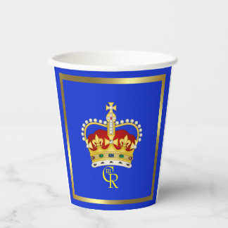 King Charles III Monogram und Crown Pappbecher