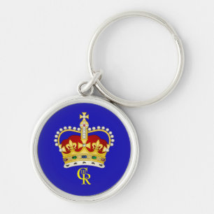 King Charles III Monogramm und Kronen-Schlüsselrin Schlüsselanhänger