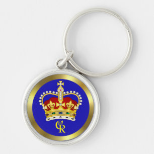 King Charles III Monogramm und Kronen-Schlüsselrin Schlüsselanhänger