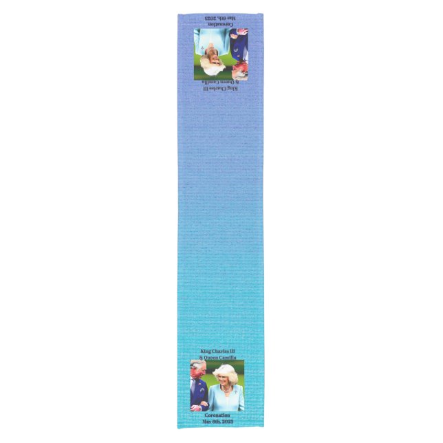 King Charles III & Queen Camilla Coronation Kurzer Tischläufer (Vorderseite)