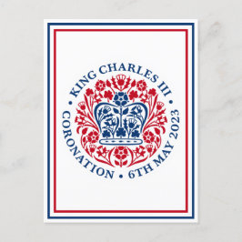 King Charles III Royal Coronation Logo Patriotic Postkarte