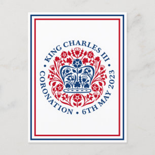 King Charles III Royal Coronation Logo Patriotic Postkarte