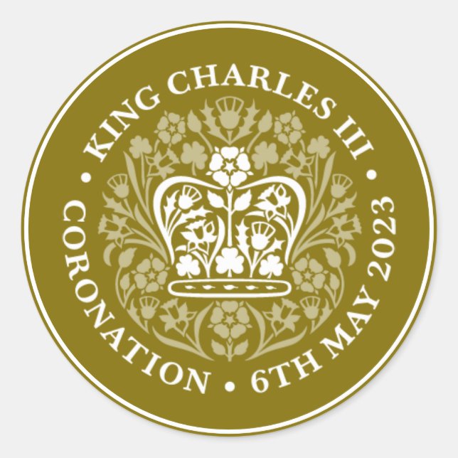 King Charles III Royal UK Coronblem Logo Runder Aufkleber (Vorderseite)