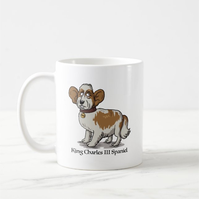 King Charles III Spaniel - Cartoon Kaffeetasse (Links)