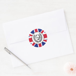King Charles III und British Union Jack Flag Runder Aufkleber