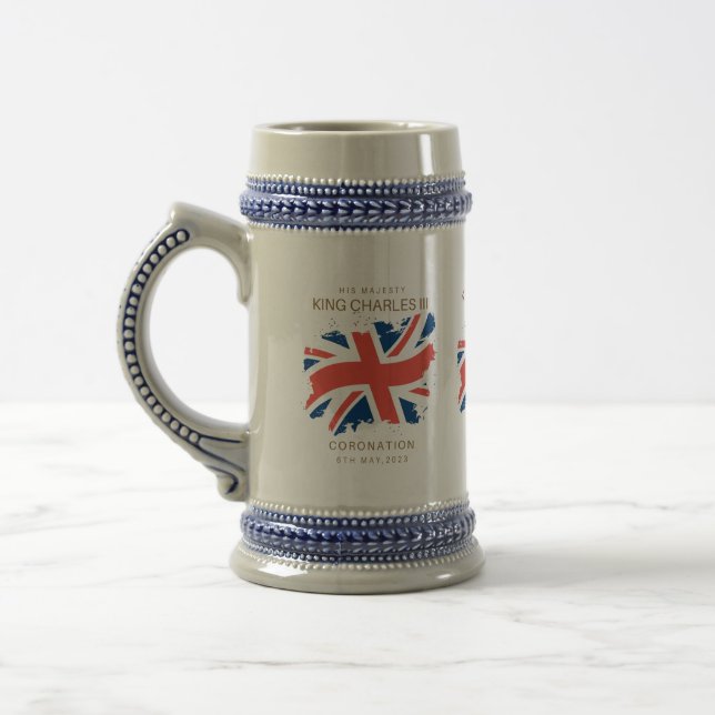 King Charles III Union Jack Flag Bierglas (Links)
