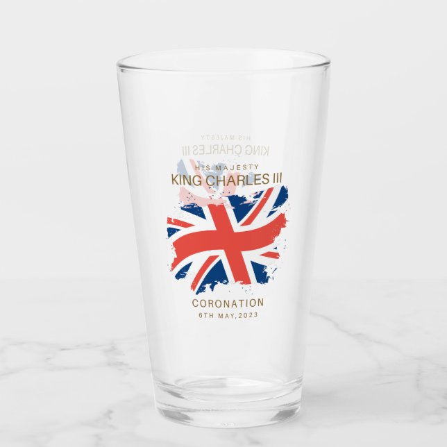 King Charles III Union Jack Flag Glas (Vorderseite)