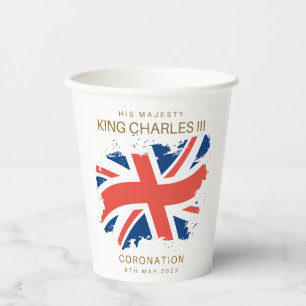 King Charles III Union Jack Flag Pappbecher