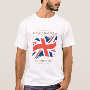 King Charles III Union Jack Flag T - Shirt