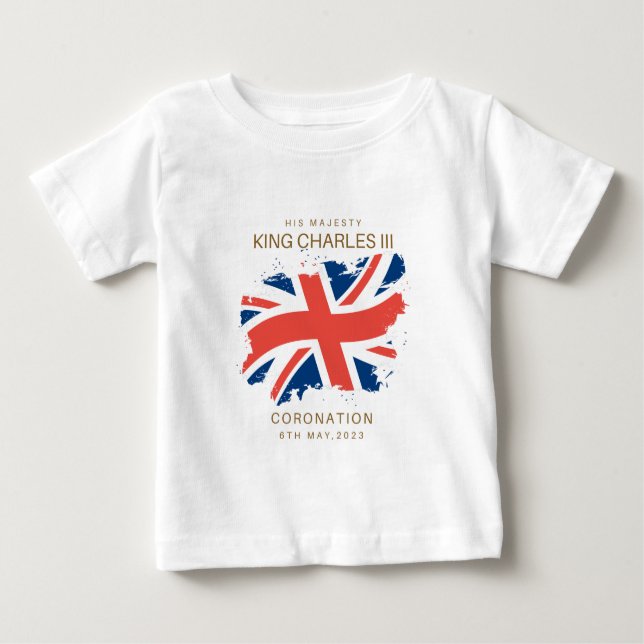 King Charles III Union Jack Flag T - Shirt (Vorderseite)