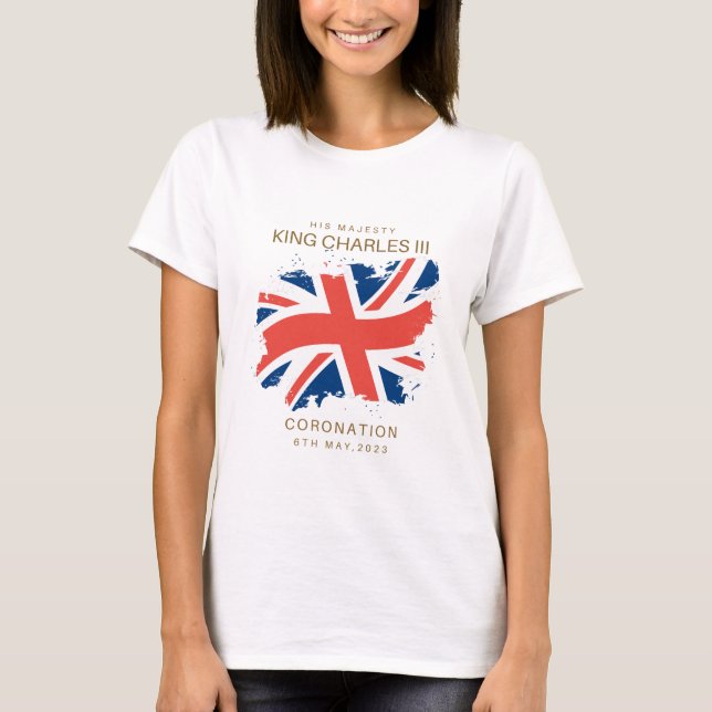 King Charles III Union Jack Flag T-Shirt (Vorderseite)