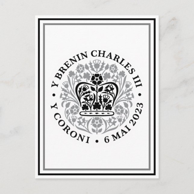 King Charles III Welsh Coronation Emblem-Logo Postkarte (Vorderseite)