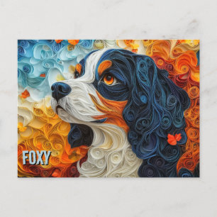 King Charles Paper Quilling Art Dog Portrait Postkarte