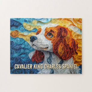 King Charles Paper Quilling Art Dog Portrait Puzzle
