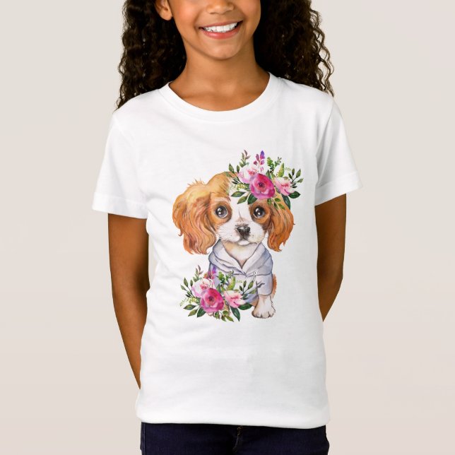 King Charles Puppy Girls' Fine Jersey T - Shirt (Vorderseite)