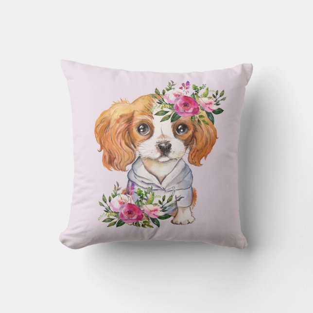 King Charles Puppy Throw Kissen (Vorderseite)