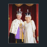 King Charles Queen Camilla Buckingham Palace Postkarte<br><div class="desc">King Charles III und Queen Camilla Porträt im Buckingham Palace</div>