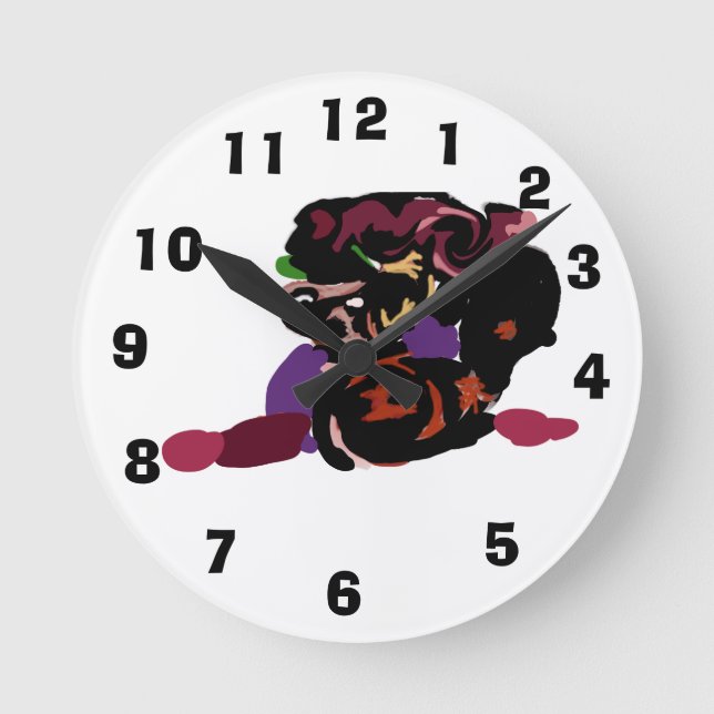 king Charles spaniel and roses sweet  Runde Wanduhr (Vorderseite)