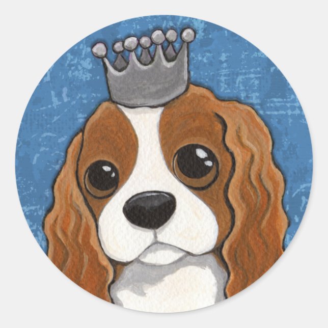 King Charles Spaniel Dog Illustration Runder Aufkleber (Vorderseite)