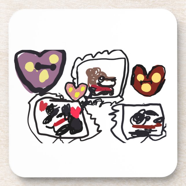 King Charles Spaniel hearts  Getränkeuntersetzer (Vorderseite)