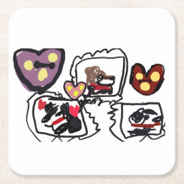 King Charles Spaniel hearts  Rechteckiger Pappuntersetzer