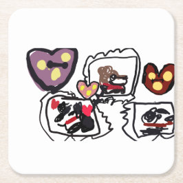 King Charles Spaniel hearts  Rechteckiger Pappuntersetzer