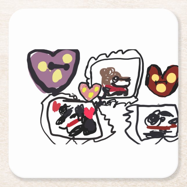 King Charles Spaniel hearts  Rechteckiger Pappuntersetzer (Vorderseite)