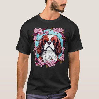 King Charles Spaniel mit Kirschblüten T-Shirt