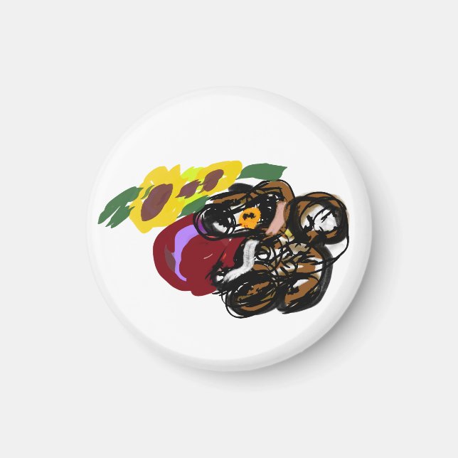 King charles spaniel Sonnenblumen  Magnet (Vorne)