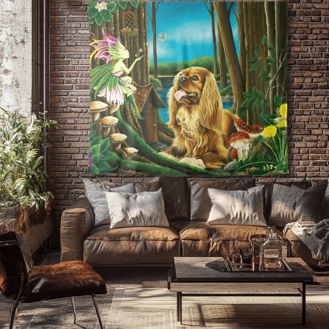 King Charles Spaniel Sprite Fantasy Wandteppich (Von Creator hochgeladen)