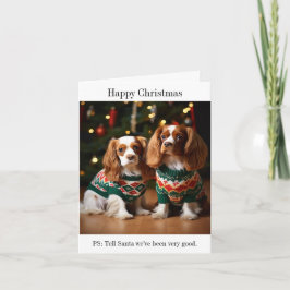King Charles Spaniels in Christmas Jumpers Card Karte