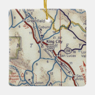King City CA Vintage Karte Keramikornament