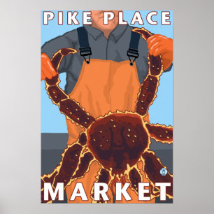 King Crab Fisherman - Pike Place Market, Seattle Poster