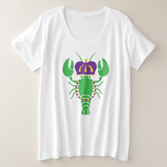 King Crawfish Mardi Gras Plus Größe Große Größe T-Shirt (Design vorne)