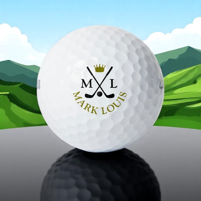 King Crown Cool Golfer Monogram Golfball (Von Creator hochgeladen)
