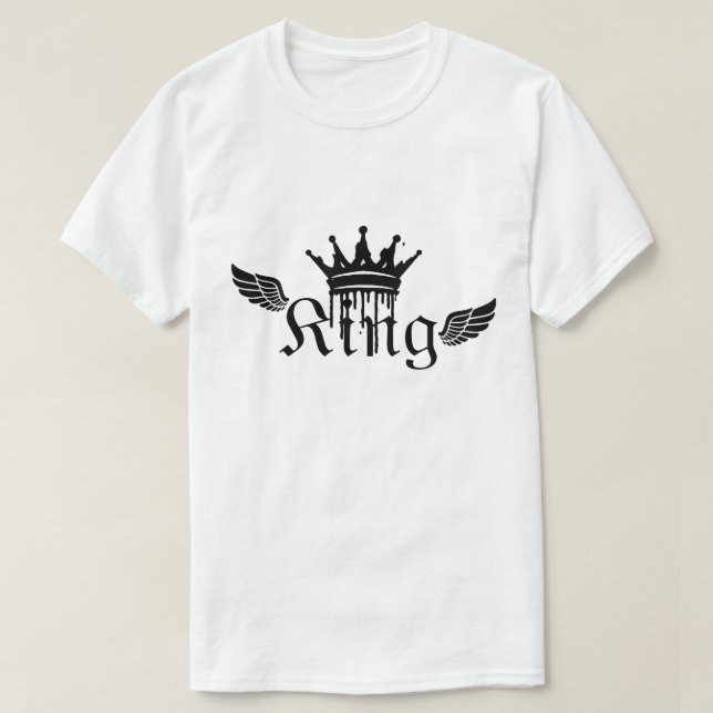 King Crown Wings – Gothic King Typography Design T-Shirt (Design vorne)