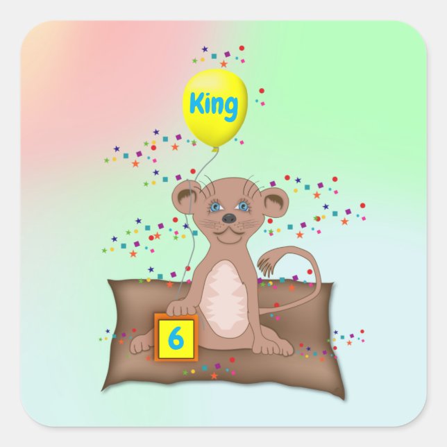 King Cub Quadratischer Aufkleber (Vorderseite)