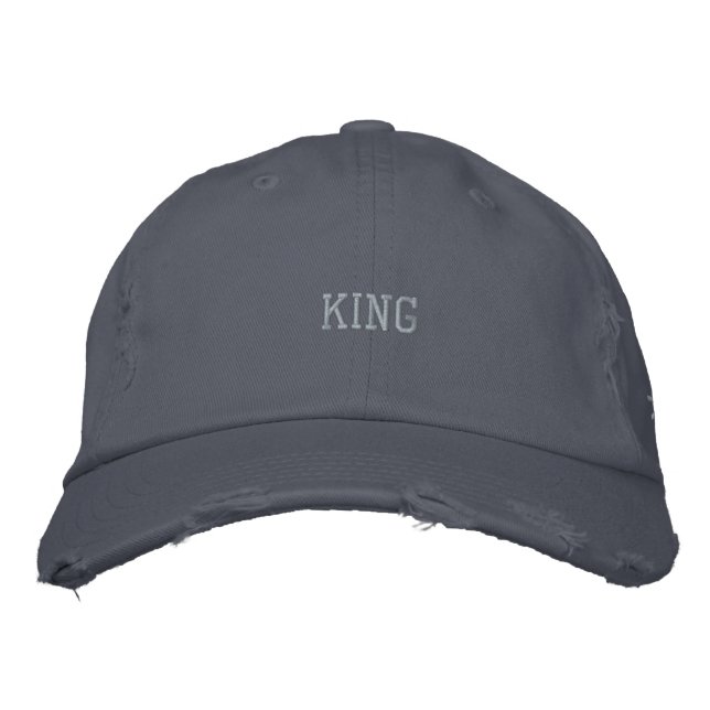 KING Custom Tan Text Color Hat Color Scotland Blue Bestickte Baseballkappe (Vorderseite)