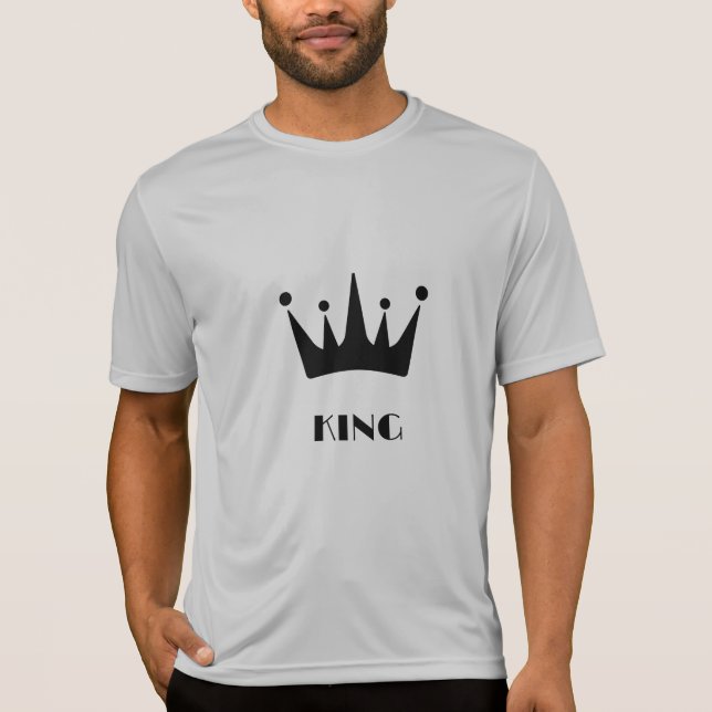 King Custom Text Black Crown Bild Männer Sport-Tek T-Shirt (Vorderseite)