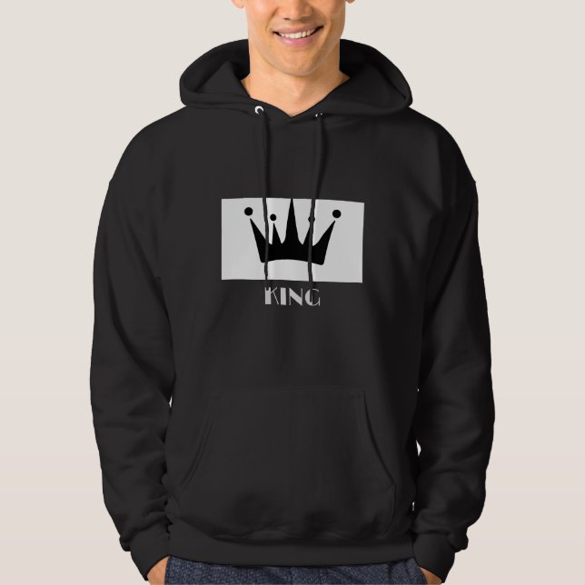 King Custom Text Crown Hoodie Black Sweatshirt (Vorderseite)