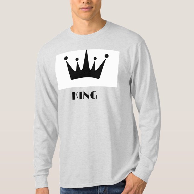 King Custom Text Crown Image Ash Long Sleeve T-Shirt (Vorderseite)