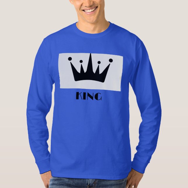 King Custom Text Crown Image Deep Royal Long Sleev T-Shirt (Vorderseite)