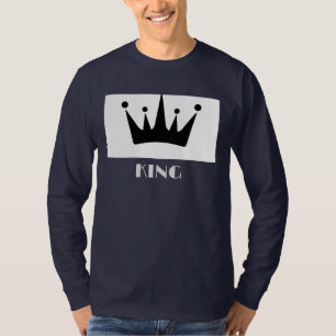 King Custom Text Crown Image Navy Blue Long Sleeve T-Shirt