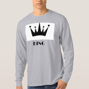 King Custom Text Kronenbild Grau Langarmshirt T-Shirt