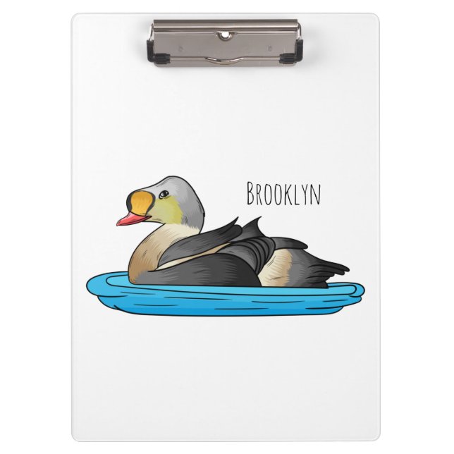 King eider bird Cartoon Klemmbrett (Vorderseite)