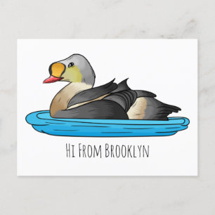 King eider bird Cartoon Postkarte