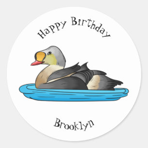 King eider bird Cartoon Runder Aufkleber
