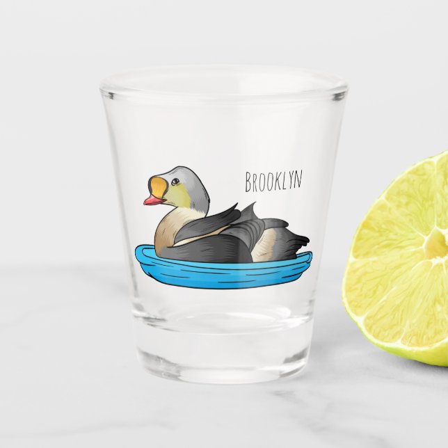King eider bird Cartoon Schnapsglas (Vorderseite)