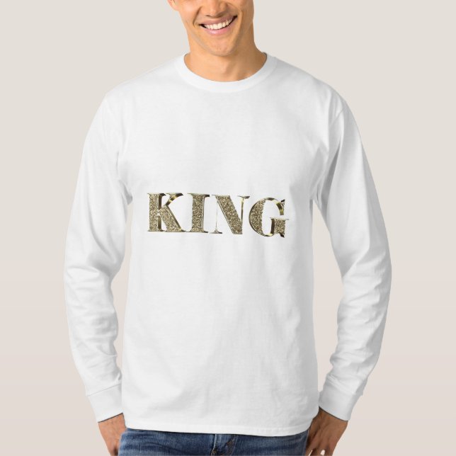 King Elegant Golden Glitzer Typografy Royal T-Shirt (Vorderseite)