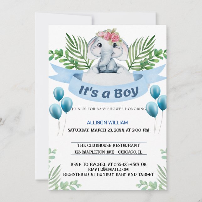 King Elephant Crown Prince Celebration Einladung (Vorderseite)